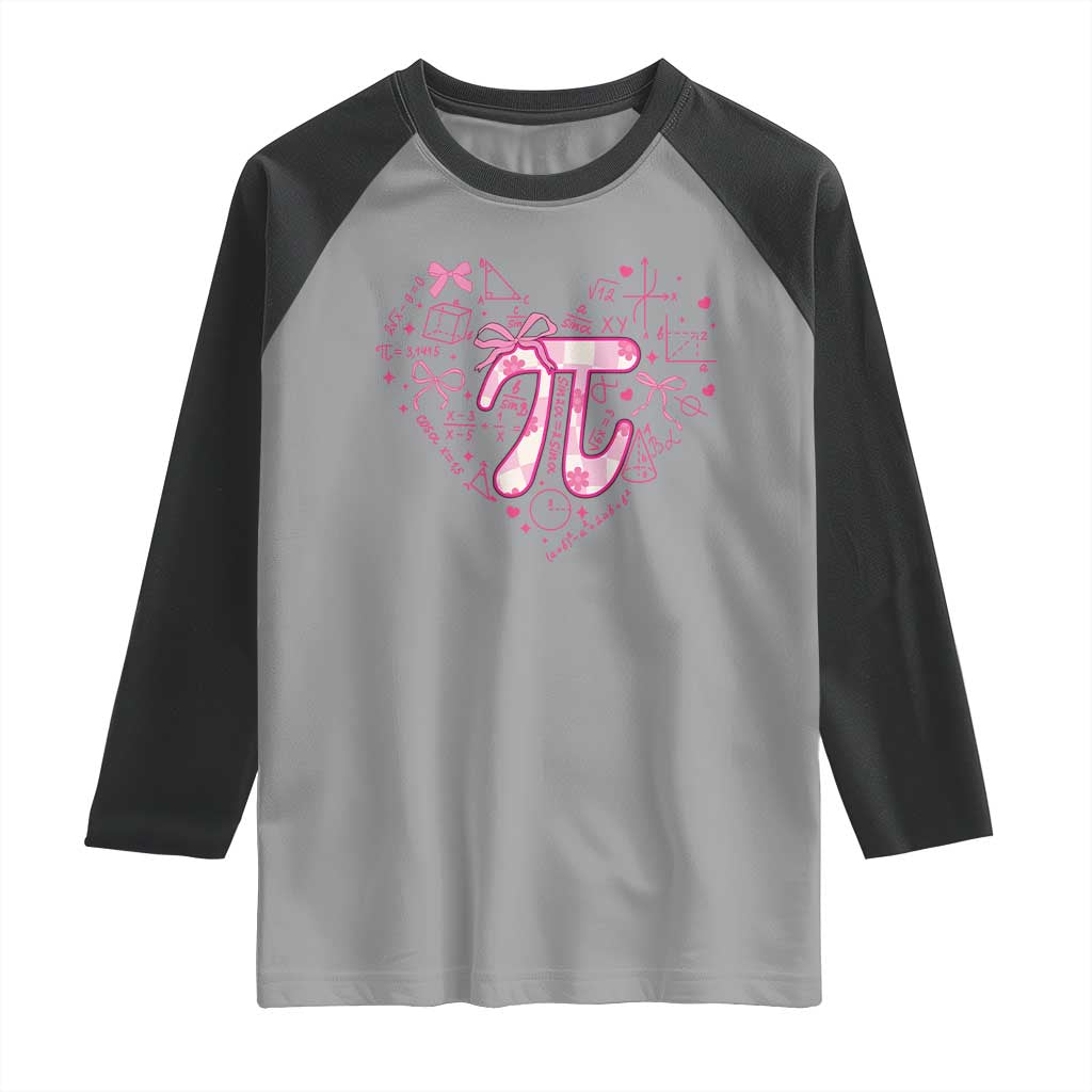 Coquette Pi Day Raglan Shirt Cute Girl Math TS09 Sport Gray Black Print Your Wear