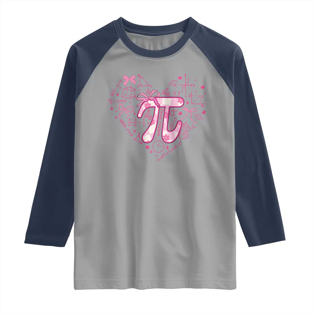 Coquette Pi Day Raglan Shirt Cute Girl Math TS09 Sport Gray Navy Print Your Wear