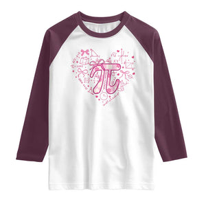 Coquette Pi Day Raglan Shirt Cute Girl Math TS09 White Maroon Print Your Wear