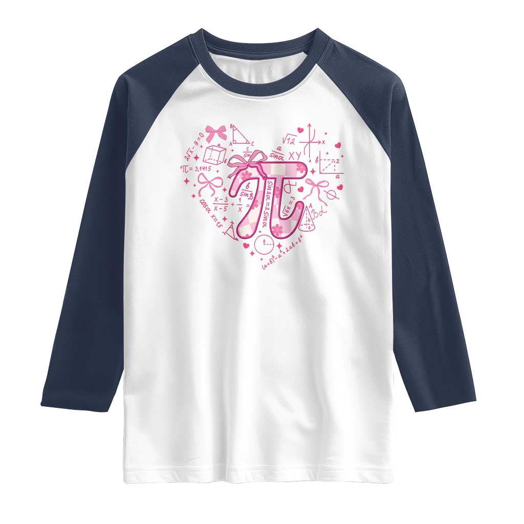 Coquette Pi Day Raglan Shirt Cute Girl Math TS09 White Navy Print Your Wear