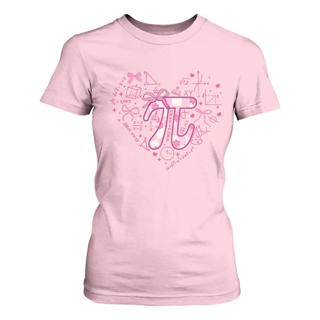 Coquette Pi Day T Shirt For Women Cute Girl Math TS09 Light Pink Print Your Wear