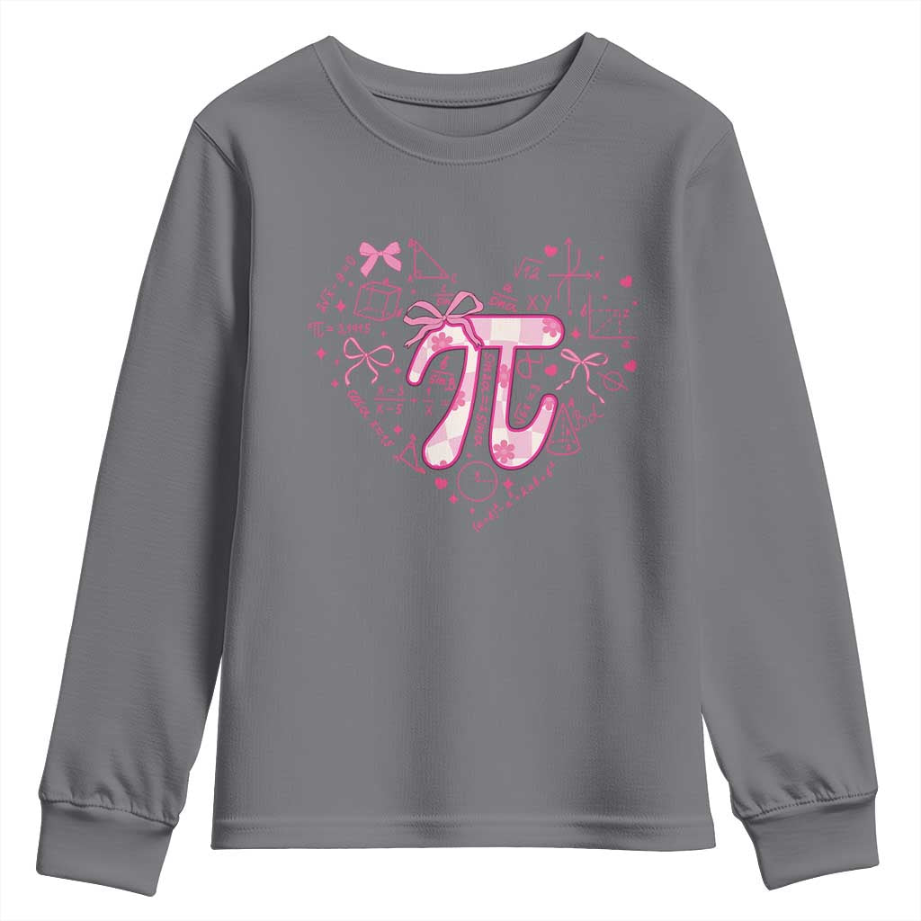 Coquette Pi Day Youth Sweatshirt Cute Girl Math TS09 Charcoal Print Your Wear