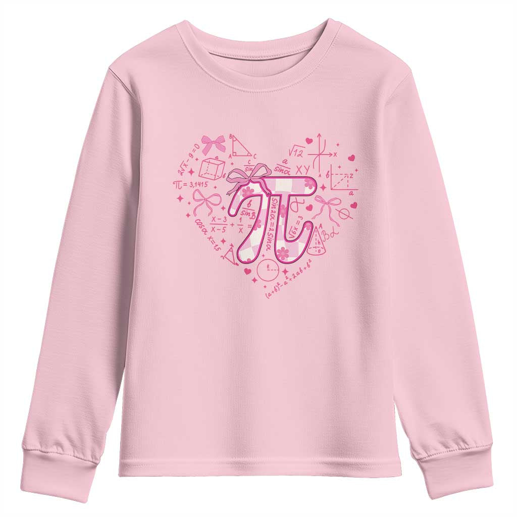 Coquette Pi Day Youth Sweatshirt Cute Girl Math TS09 Light Pink Print Your Wear