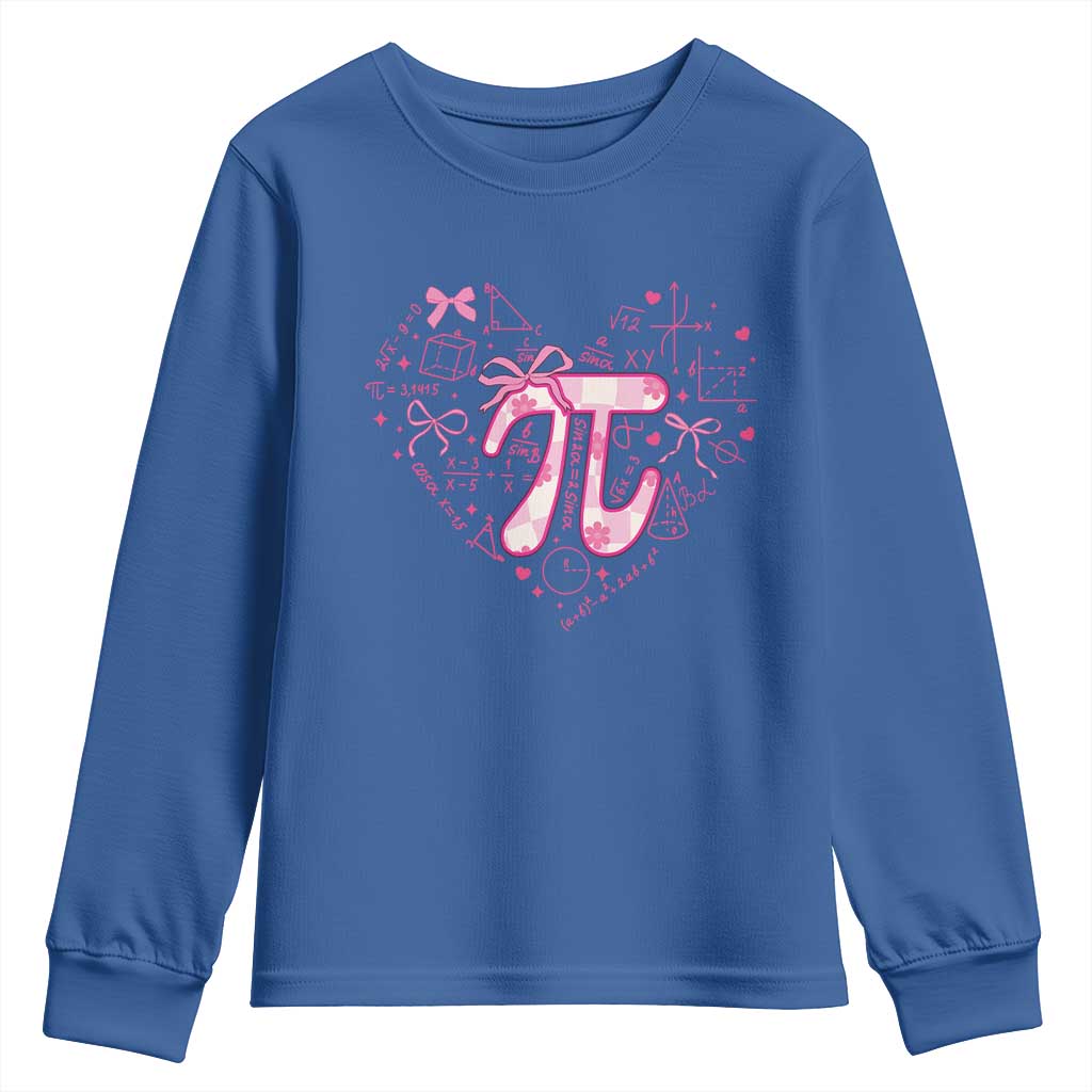 Coquette Pi Day Youth Sweatshirt Cute Girl Math TS09 Royal Blue Print Your Wear