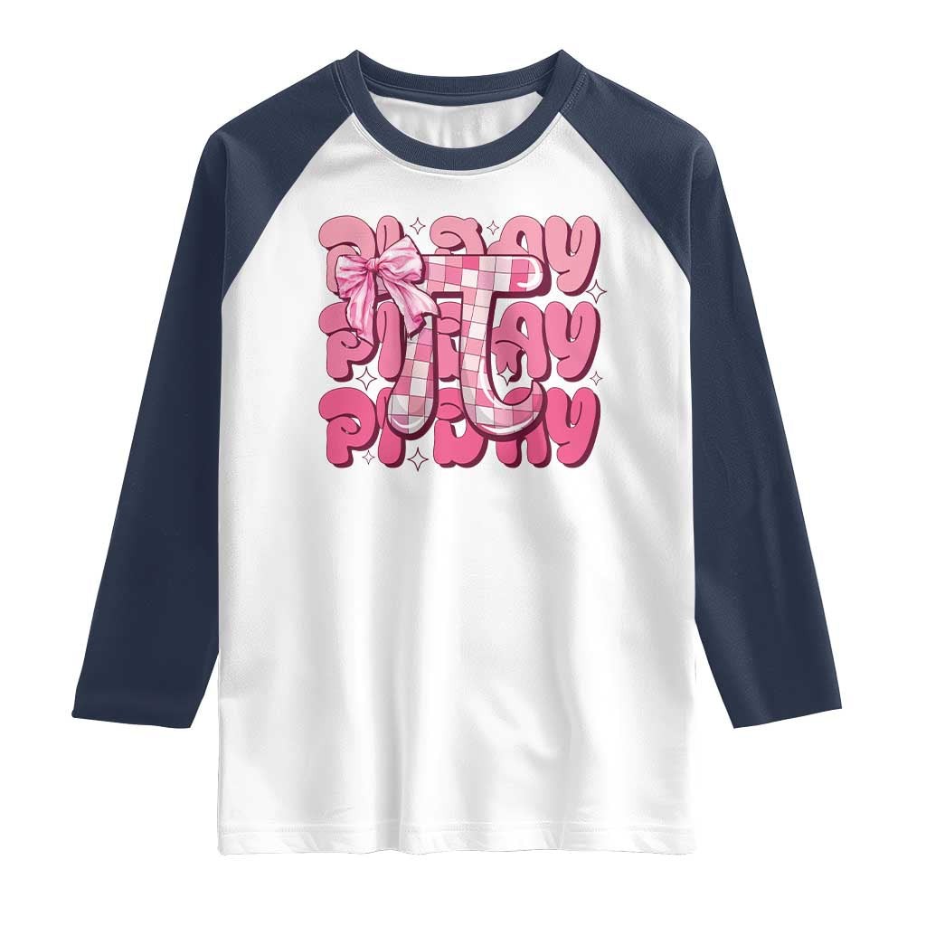 Coquette Pi Day Raglan Shirt Math Lover Cute Girl Mathematician TS09 White Navy Print Your Wear