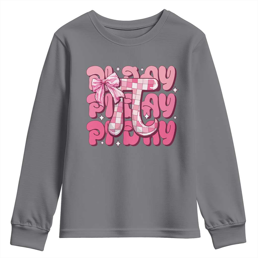 Coquette Pi Day Youth Sweatshirt Math Lover Cute Girl Mathematician TS09 Charcoal Print Your Wear