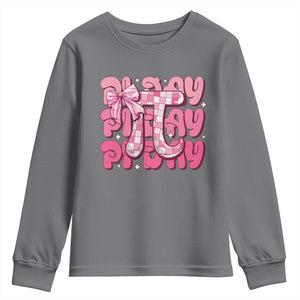 Coquette Pi Day Youth Sweatshirt Math Lover Cute Girl Mathematician TS09 Charcoal Print Your Wear