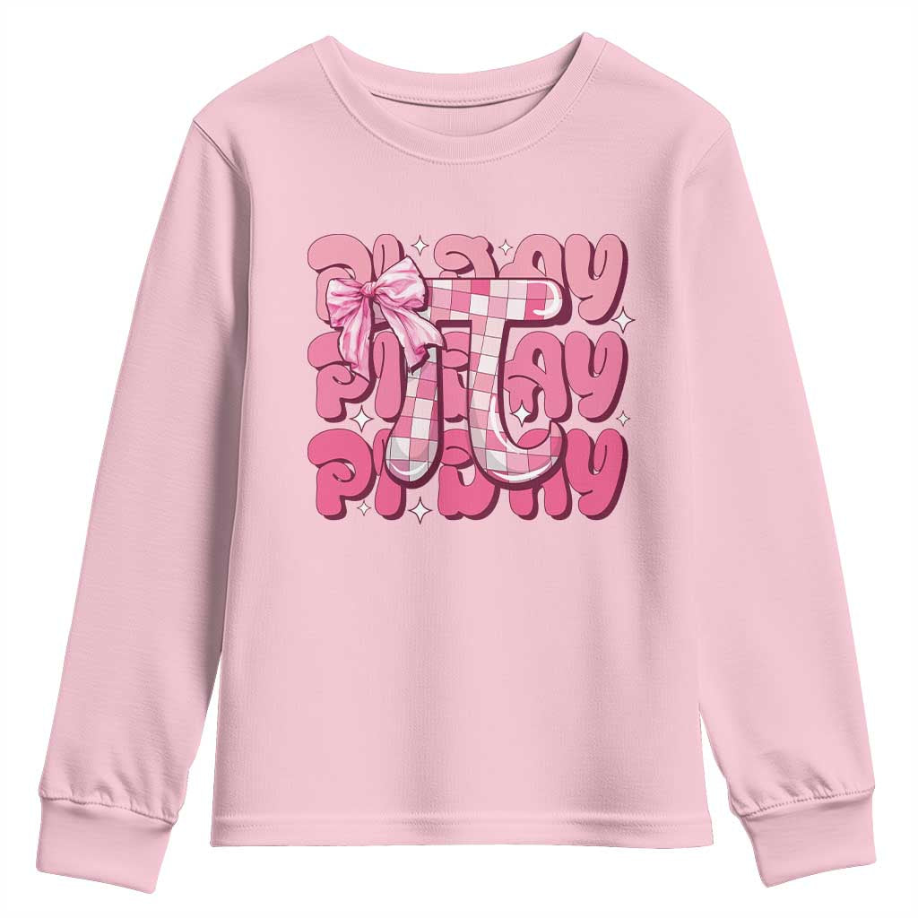 Coquette Pi Day Youth Sweatshirt Math Lover Cute Girl Mathematician TS09 Light Pink Print Your Wear