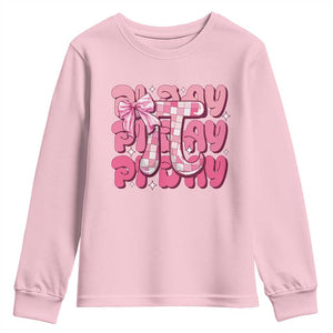 Coquette Pi Day Youth Sweatshirt Math Lover Cute Girl Mathematician TS09 Light Pink Print Your Wear