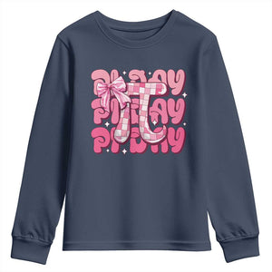 Coquette Pi Day Youth Sweatshirt Math Lover Cute Girl Mathematician TS09 Navy Print Your Wear