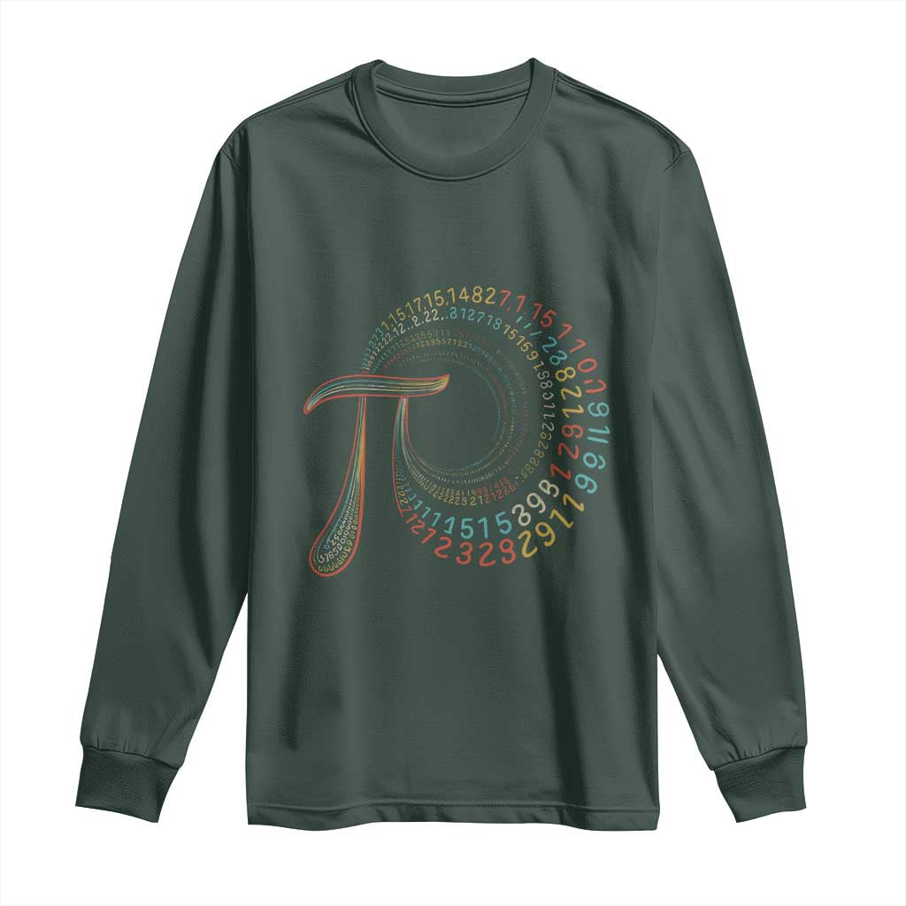 Pi Day Long Sleeve Shirt 3,14 Pi Number Symbol Math Science TS09 Dark Forest Green Print Your Wear