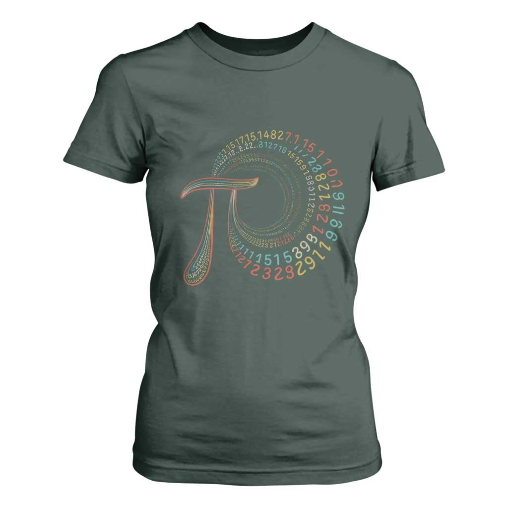 Pi Day T Shirt For Women 3,14 Pi Number Symbol Math Science TS09 Dark Forest Green Print Your Wear