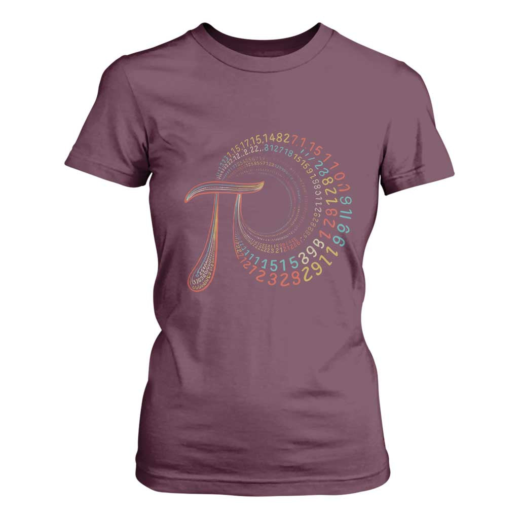 Pi Day T Shirt For Women 3,14 Pi Number Symbol Math Science TS09 Maroon Print Your Wear