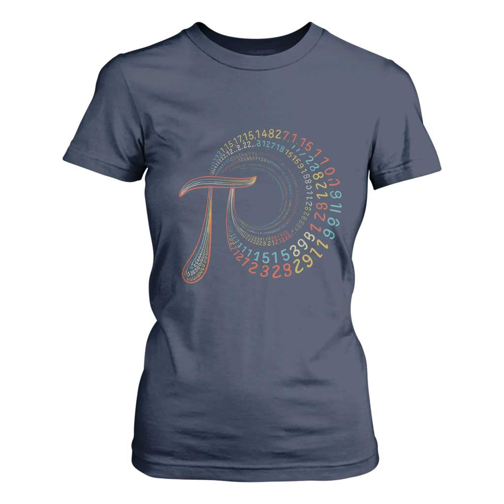 Pi Day T Shirt For Women 3,14 Pi Number Symbol Math Science TS09 Navy Print Your Wear