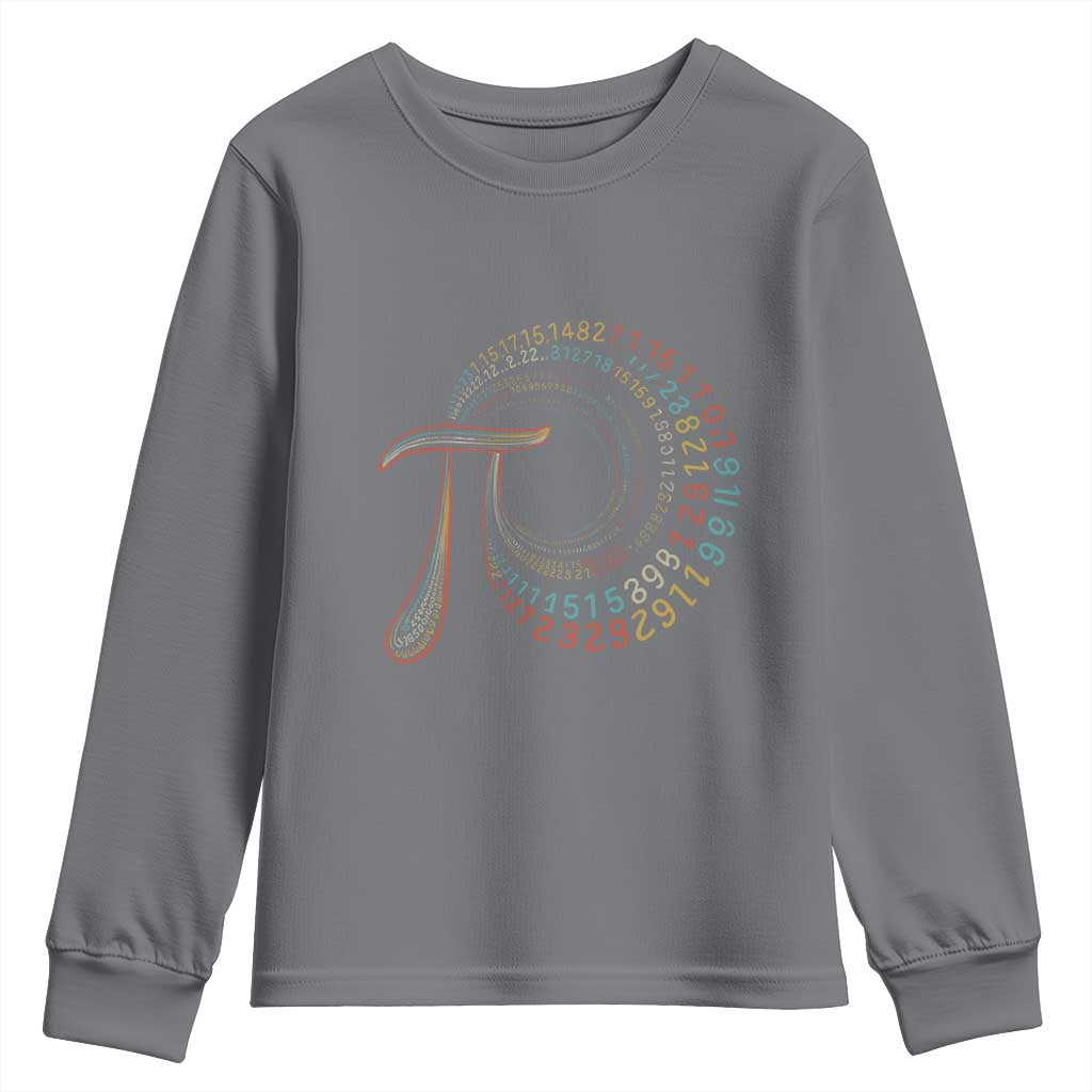 Pi Day Youth Sweatshirt 3,14 Pi Number Symbol Math Science TS09 Charcoal Print Your Wear