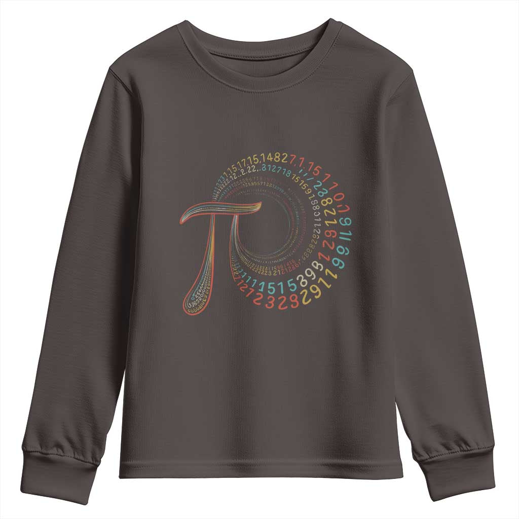 Pi Day Youth Sweatshirt 3,14 Pi Number Symbol Math Science TS09 Dark Chocolate Print Your Wear