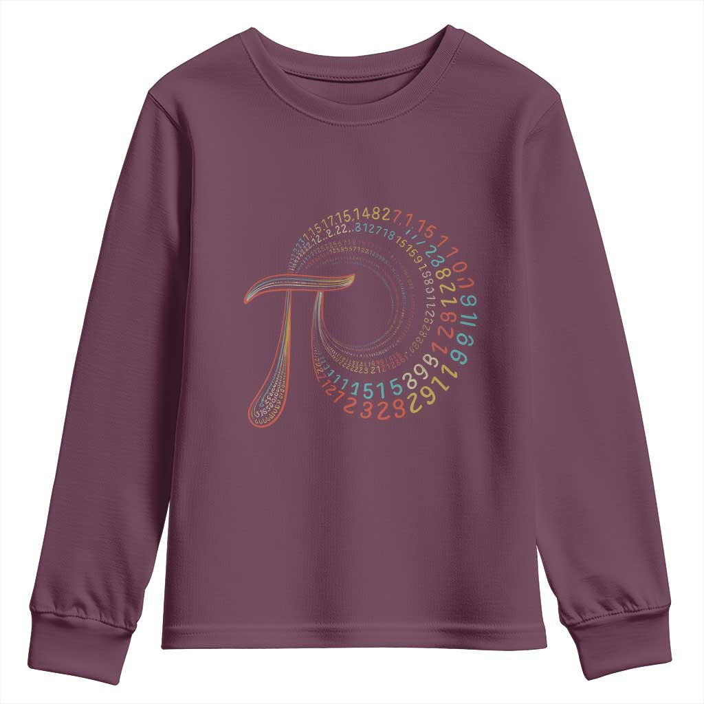 Pi Day Youth Sweatshirt 3,14 Pi Number Symbol Math Science TS09 Maroon Print Your Wear