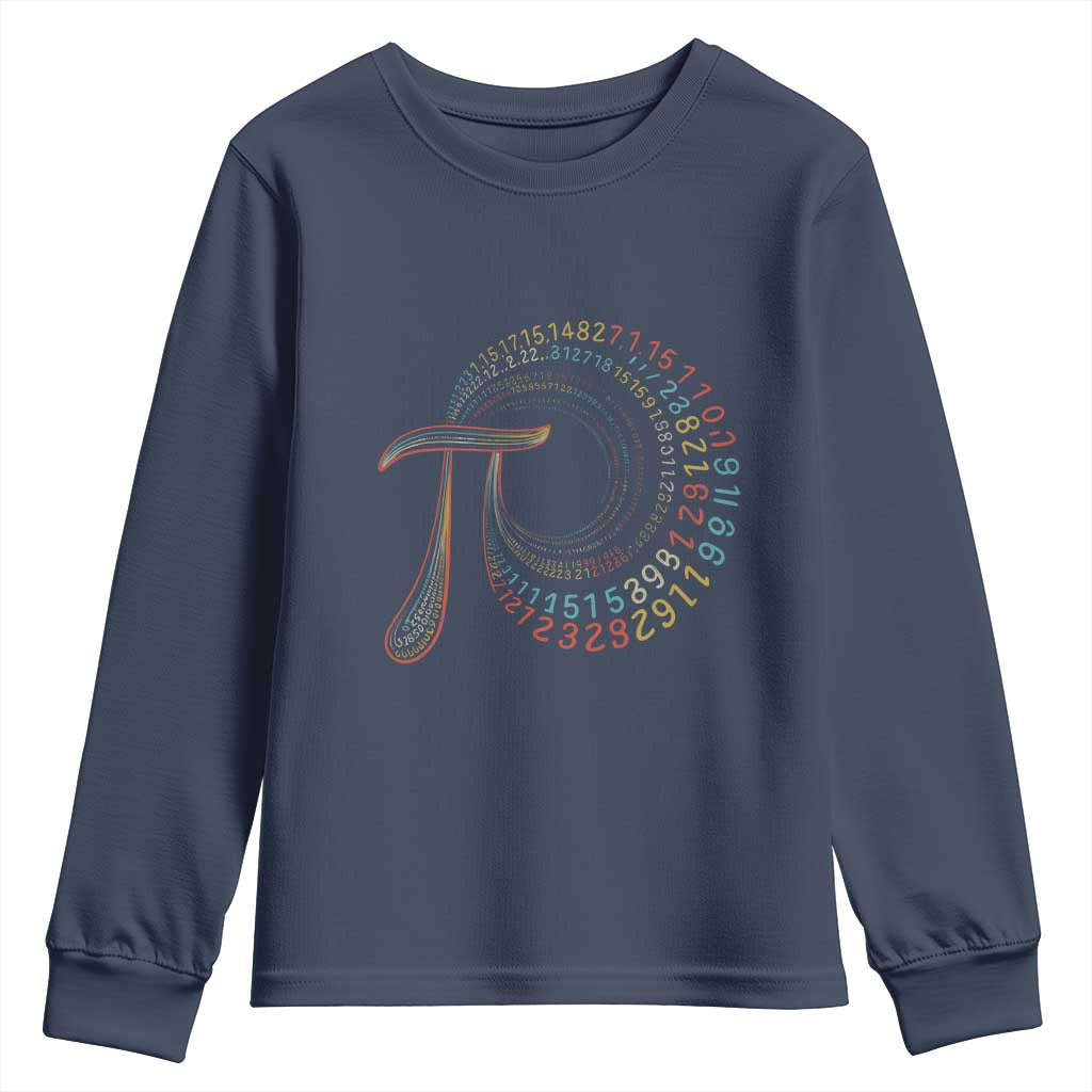 Pi Day Youth Sweatshirt 3,14 Pi Number Symbol Math Science TS09 Navy Print Your Wear