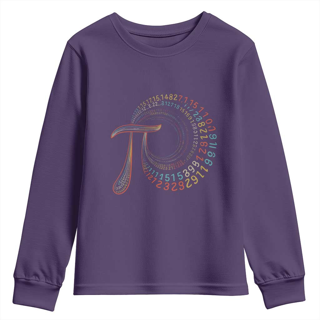 Pi Day Youth Sweatshirt 3,14 Pi Number Symbol Math Science TS09 Purple Print Your Wear