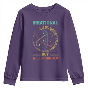 Math Lover Pi Youth Sweatshirt Irrational But Well-Rounded 3,14 Day TS09 Purple Print Your Wear