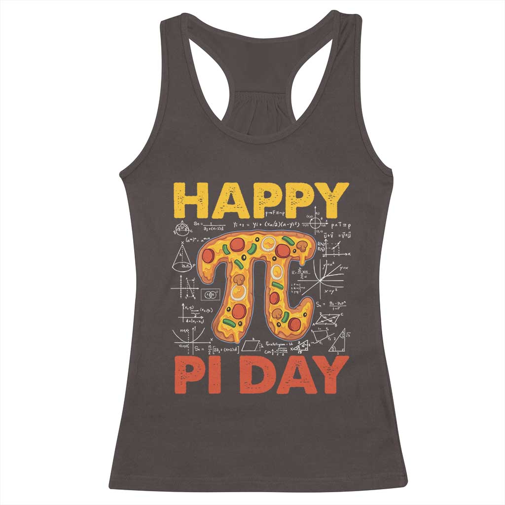 Happy Pi Day Racerback Tank Top Funny Pi Pizza TS09 Dark Chocolate Print Your Wear
