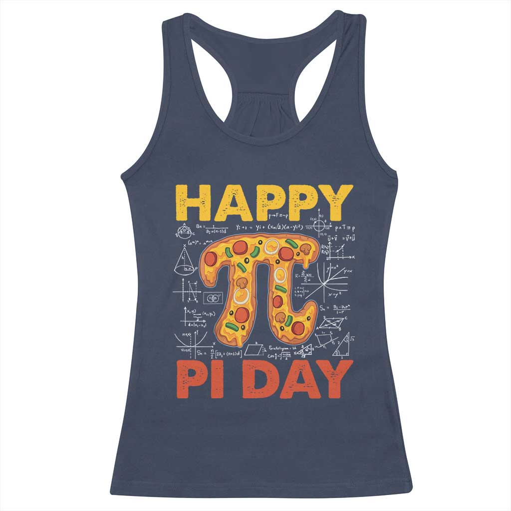 Happy Pi Day Racerback Tank Top Funny Pi Pizza TS09 Navy Print Your Wear