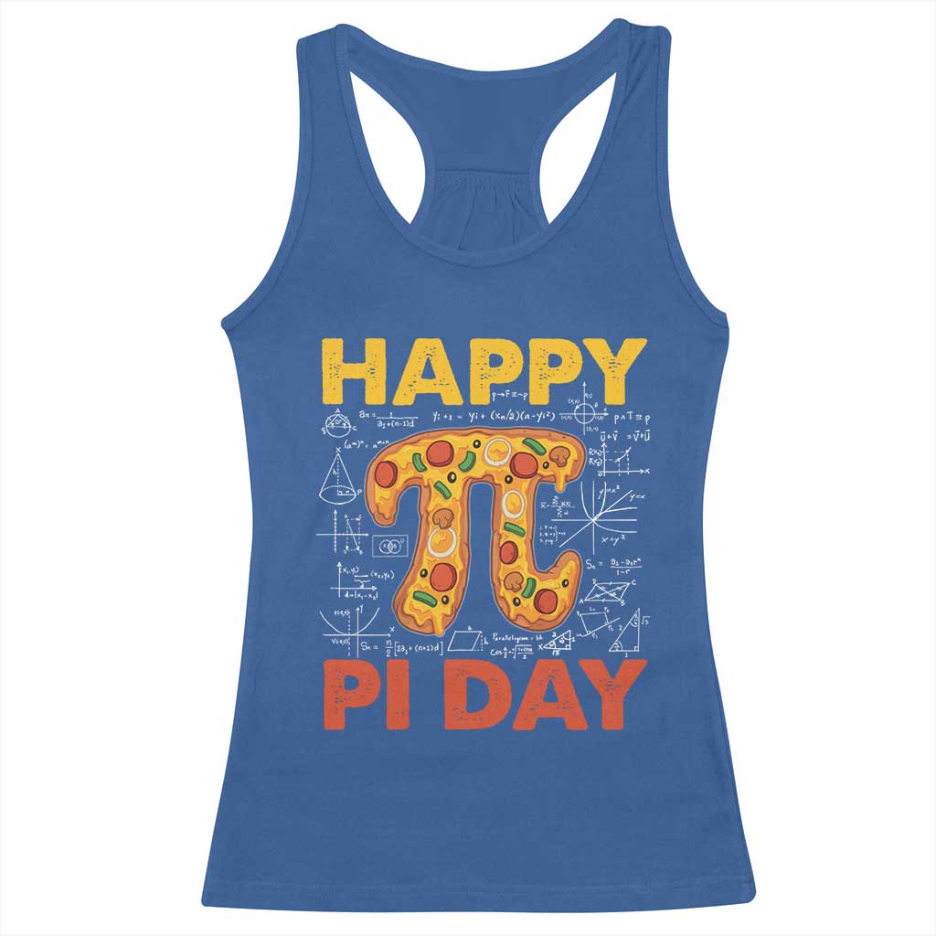 Happy Pi Day Racerback Tank Top Funny Pi Pizza TS09 Royal Blue Print Your Wear