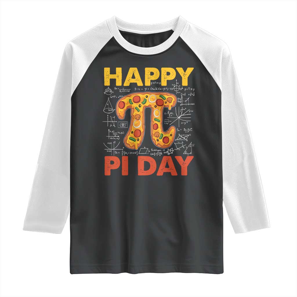 Happy Pi Day Raglan Shirt Funny Pi Pizza TS09 Black White Print Your Wear