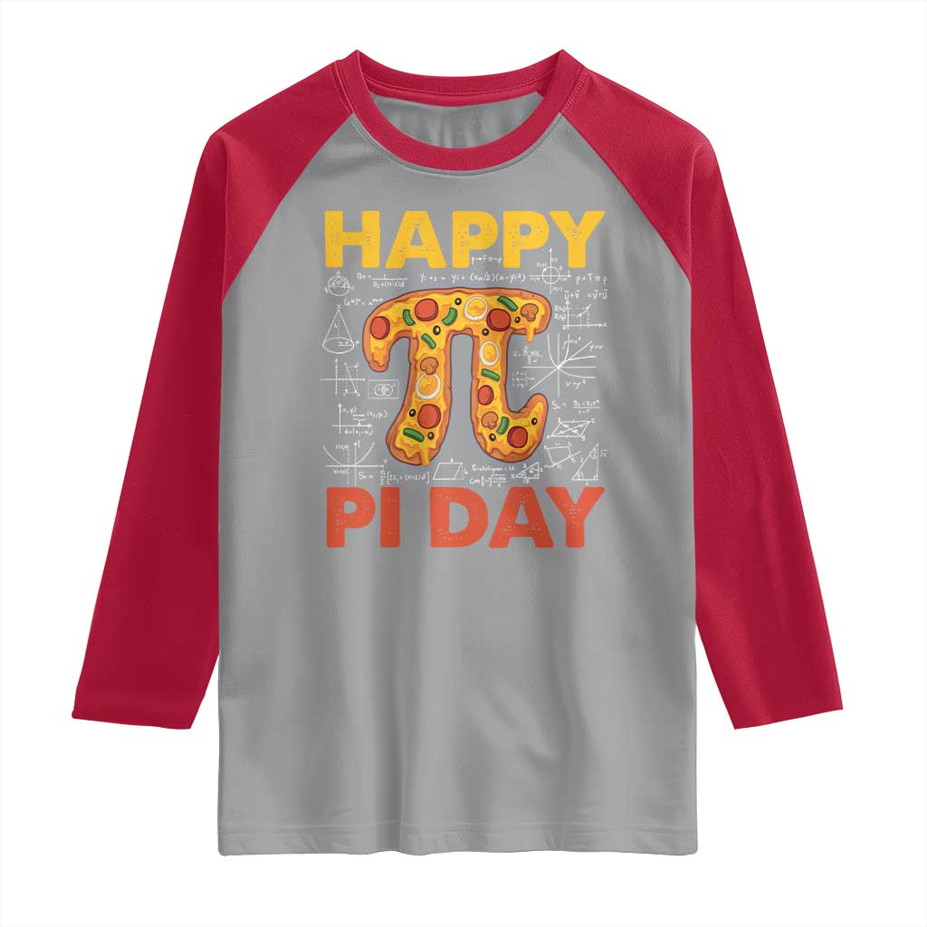 Happy Pi Day Raglan Shirt Funny Pi Pizza TS09 Sport Gray Red Print Your Wear