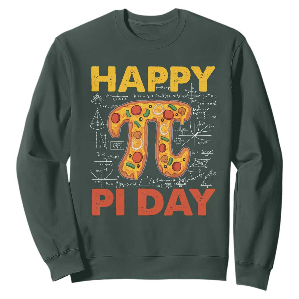 Happy Pi Day Sweatshirt Funny Pi Pizza TS09 Dark Forest Green Print Your Wear
