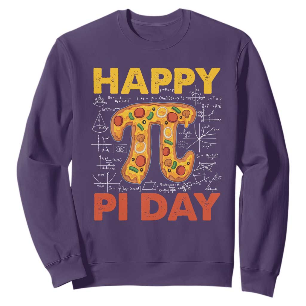 Happy Pi Day Sweatshirt Funny Pi Pizza TS09 Purple Print Your Wear
