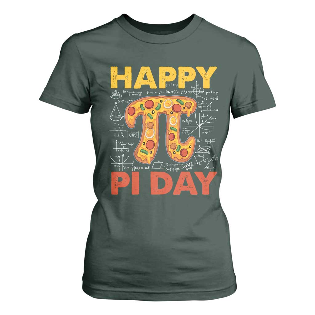 Happy Pi Day T Shirt For Women Funny Pi Pizza TS09 Dark Forest Green Print Your Wear
