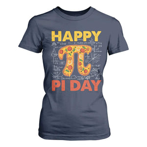 Happy Pi Day T Shirt For Women Funny Pi Pizza TS09 Navy Print Your Wear