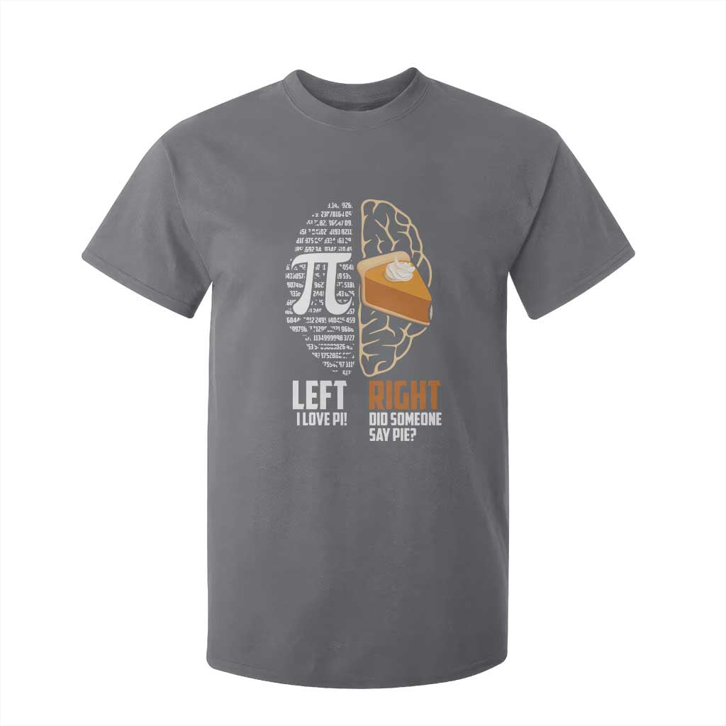 Funny Pi Day T Shirt For Kid Left Vs Right Brain 3,14 Pie Math Lover TS09 Charcoal Print Your Wear