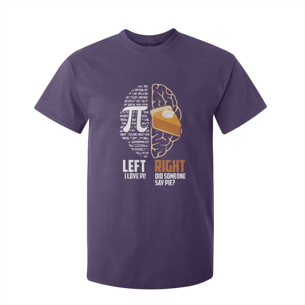 Funny Pi Day T Shirt For Kid Left Vs Right Brain 3,14 Pie Math Lover TS09 Purple Print Your Wear