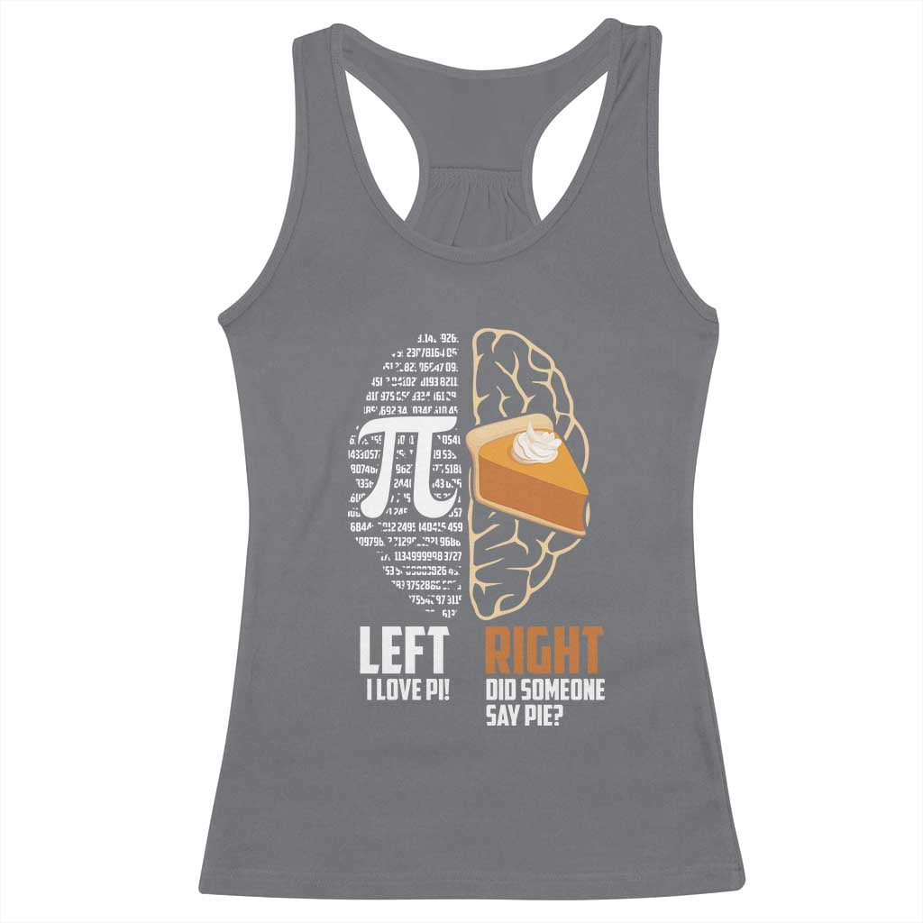 Funny Pi Day Racerback Tank Top Left Vs Right Brain 3,14 Pie Math Lover TS09 Charcoal Print Your Wear