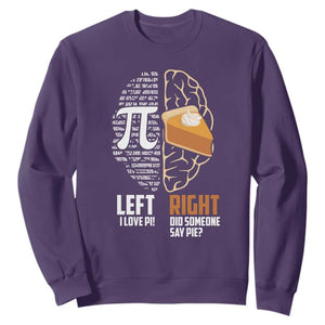 Funny Pi Day Sweatshirt Left Vs Right Brain 3,14 Pie Math Lover TS09 Purple Print Your Wear