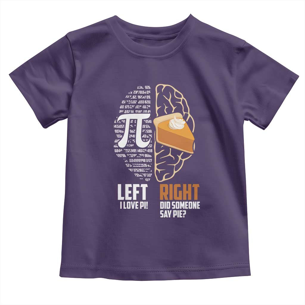 Funny Pi Day Toddler T Shirt Left Vs Right Brain 3,14 Pie Math Lover TS09 Purple Print Your Wear