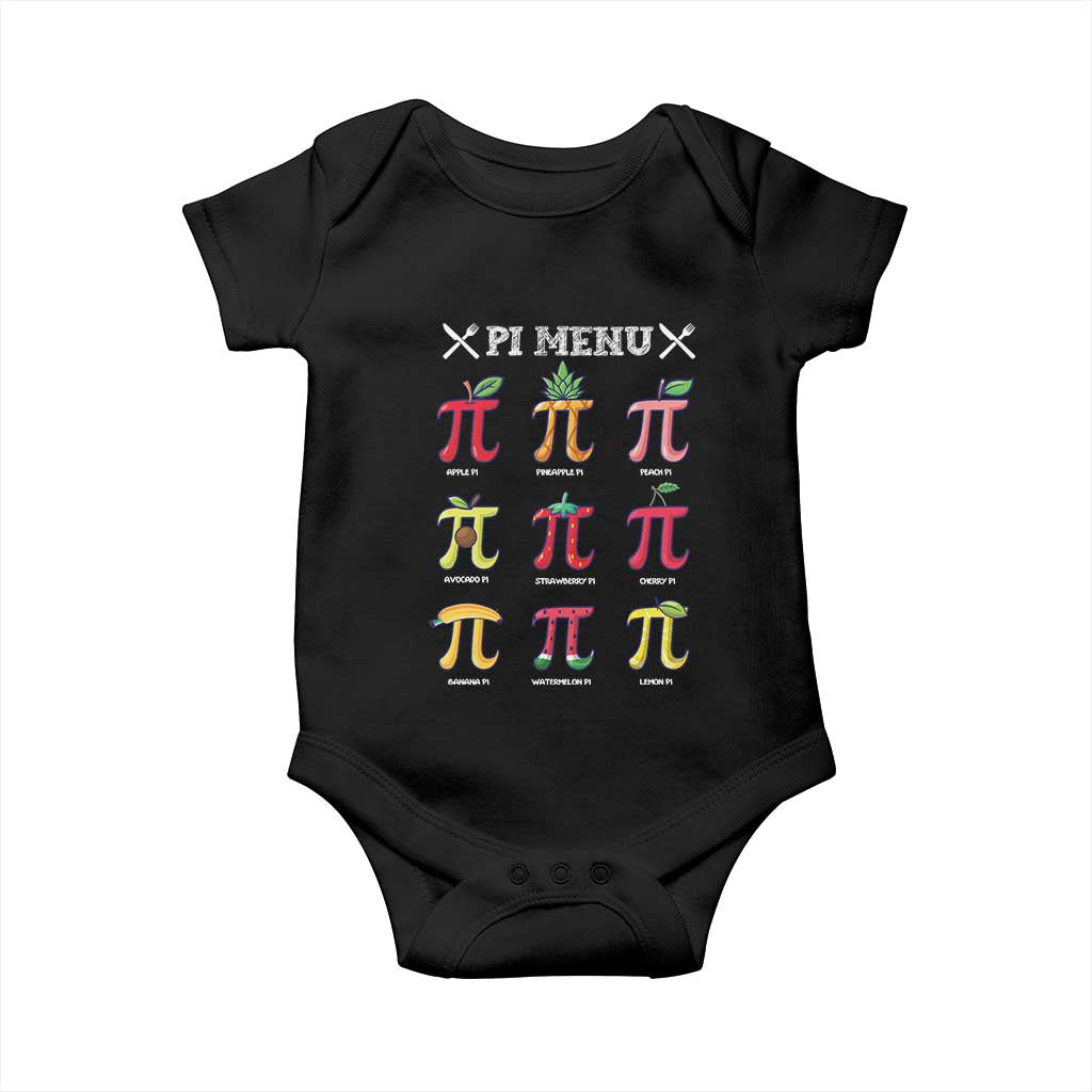 Funny Pi Day Baby Onesie Pi Menu Fruits Pie Math Lover TS09 Black Print Your Wear