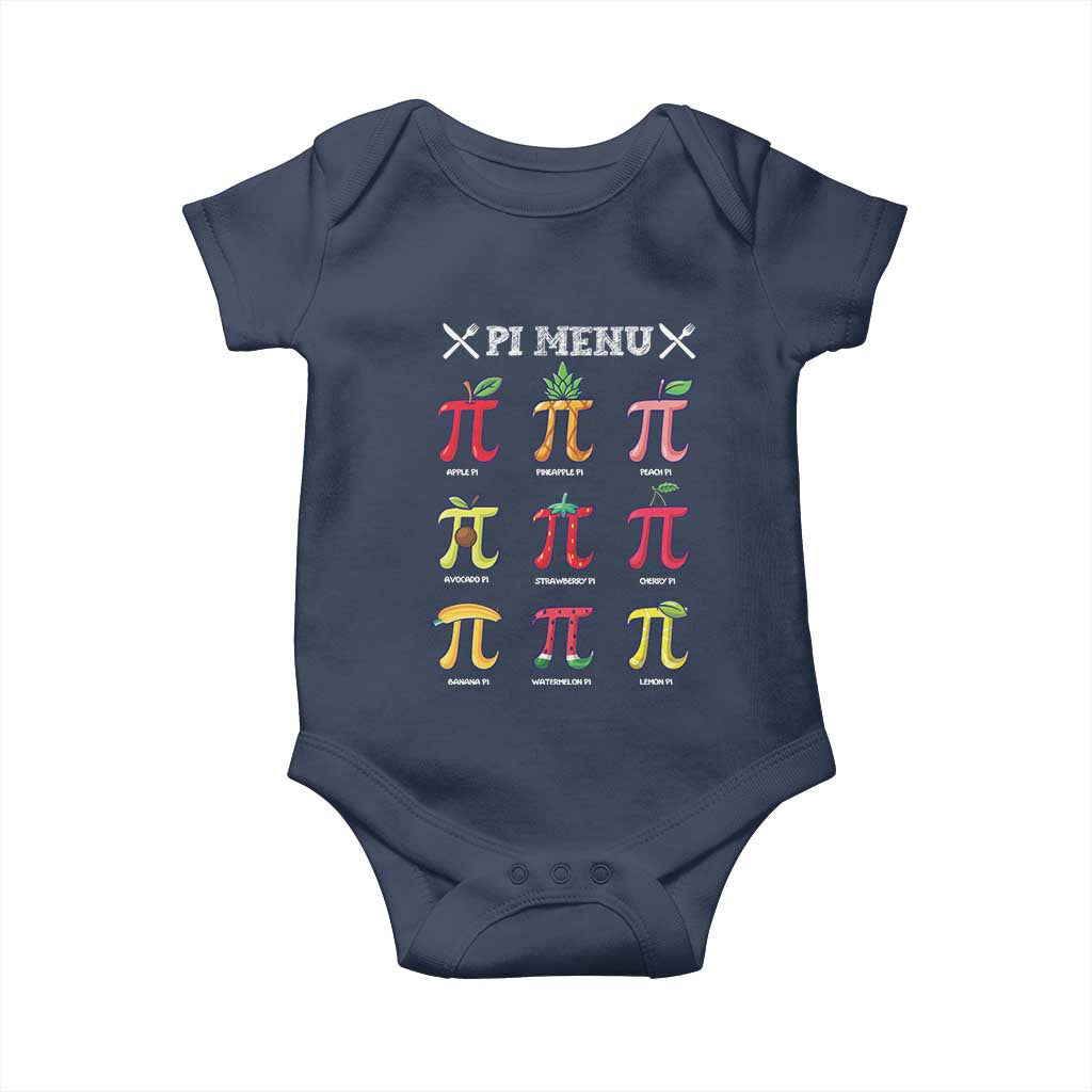 Funny Pi Day Baby Onesie Pi Menu Fruits Pie Math Lover TS09 Navy Print Your Wear