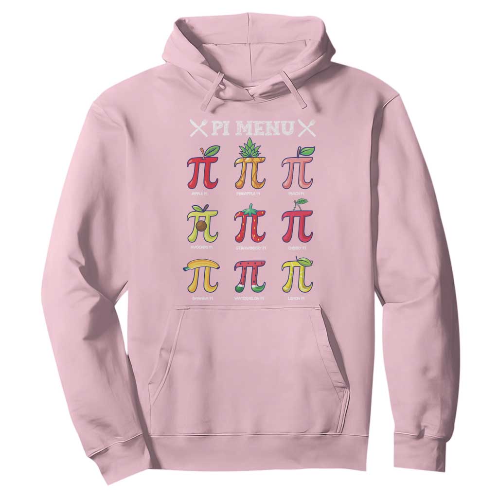 Funny Pi Day Hoodie Pi Menu Fruits Pie Math Lover TS09 Light Pink Print Your Wear