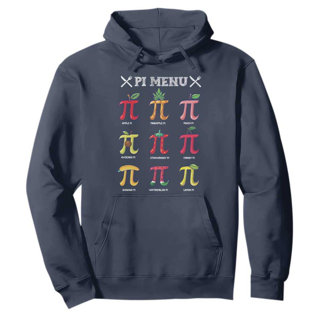 Funny Pi Day Hoodie Pi Menu Fruits Pie Math Lover TS09 Navy Print Your Wear