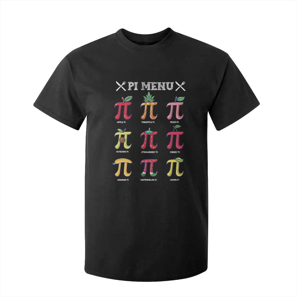 Funny Pi Day T Shirt For Kid Pi Menu Fruits Pie Math Lover TS09 Black Print Your Wear