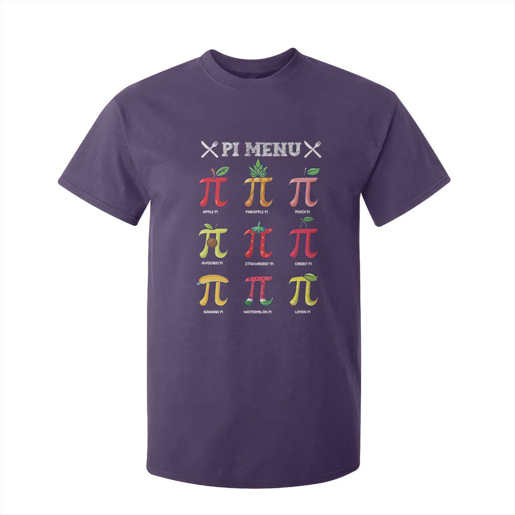 Funny Pi Day T Shirt For Kid Pi Menu Fruits Pie Math Lover TS09 Purple Print Your Wear