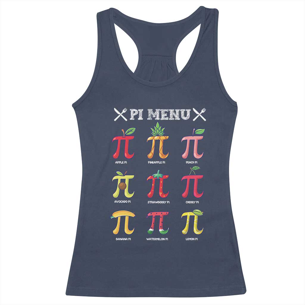 Funny Pi Day Racerback Tank Top Pi Menu Fruits Pie Math Lover TS09 Navy Print Your Wear