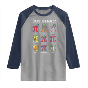 Funny Pi Day Raglan Shirt Pi Menu Fruits Pie Math Lover TS09 Sport Gray Navy Print Your Wear