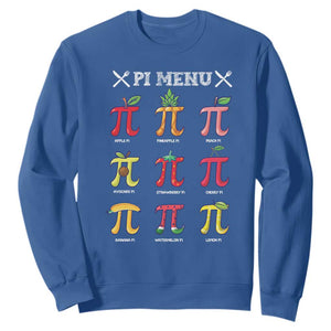 Funny Pi Day Sweatshirt Pi Menu Fruits Pie Math Lover TS09 Royal Blue Print Your Wear