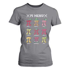 Funny Pi Day T Shirt For Women Pi Menu Fruits Pie Math Lover TS09 Charcoal Print Your Wear