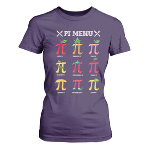 Funny Pi Day T Shirt For Women Pi Menu Fruits Pie Math Lover TS09 Purple Print Your Wear