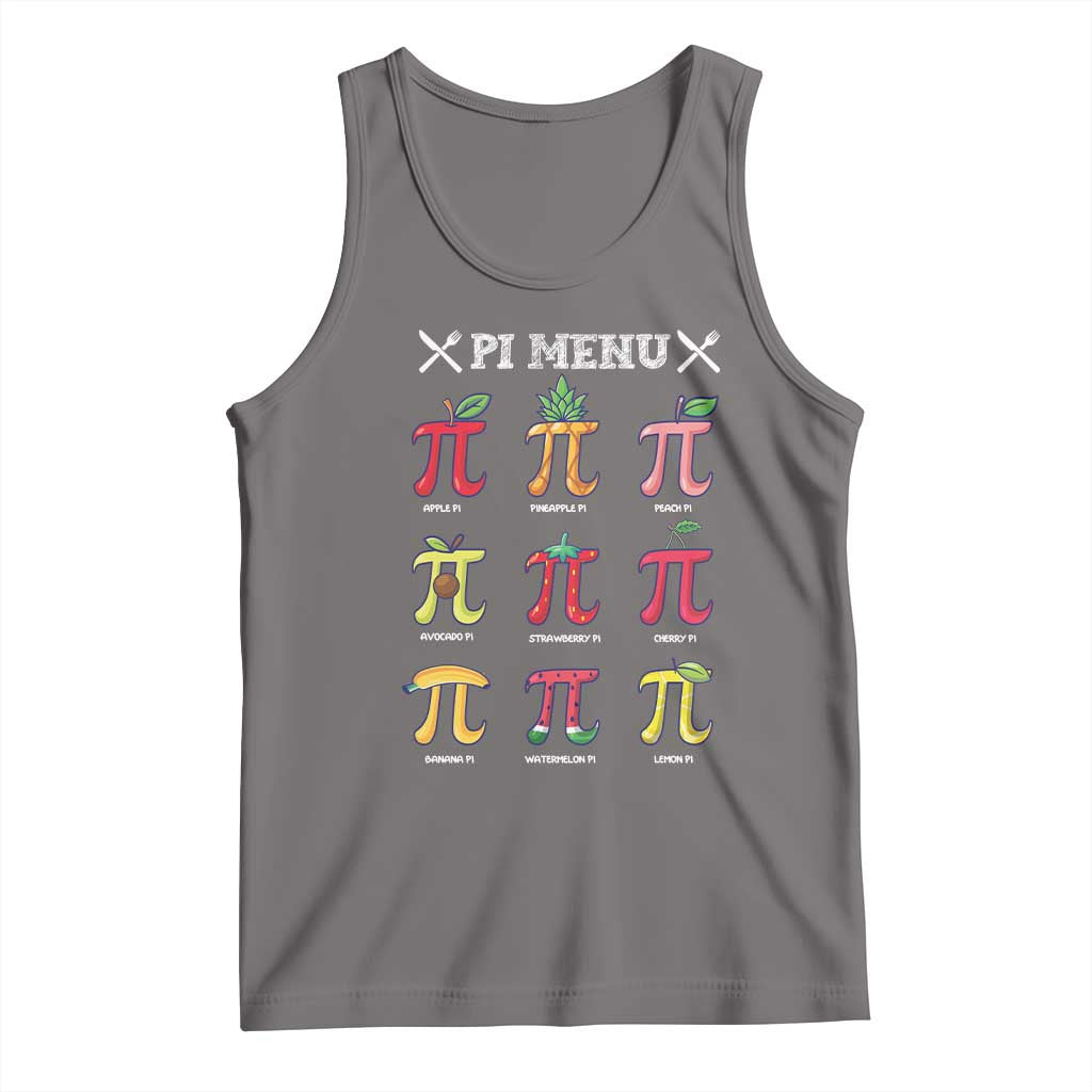 Funny Pi Day Tank Top Pi Menu Fruits Pie Math Lover TS09 Deep Heather Print Your Wear
